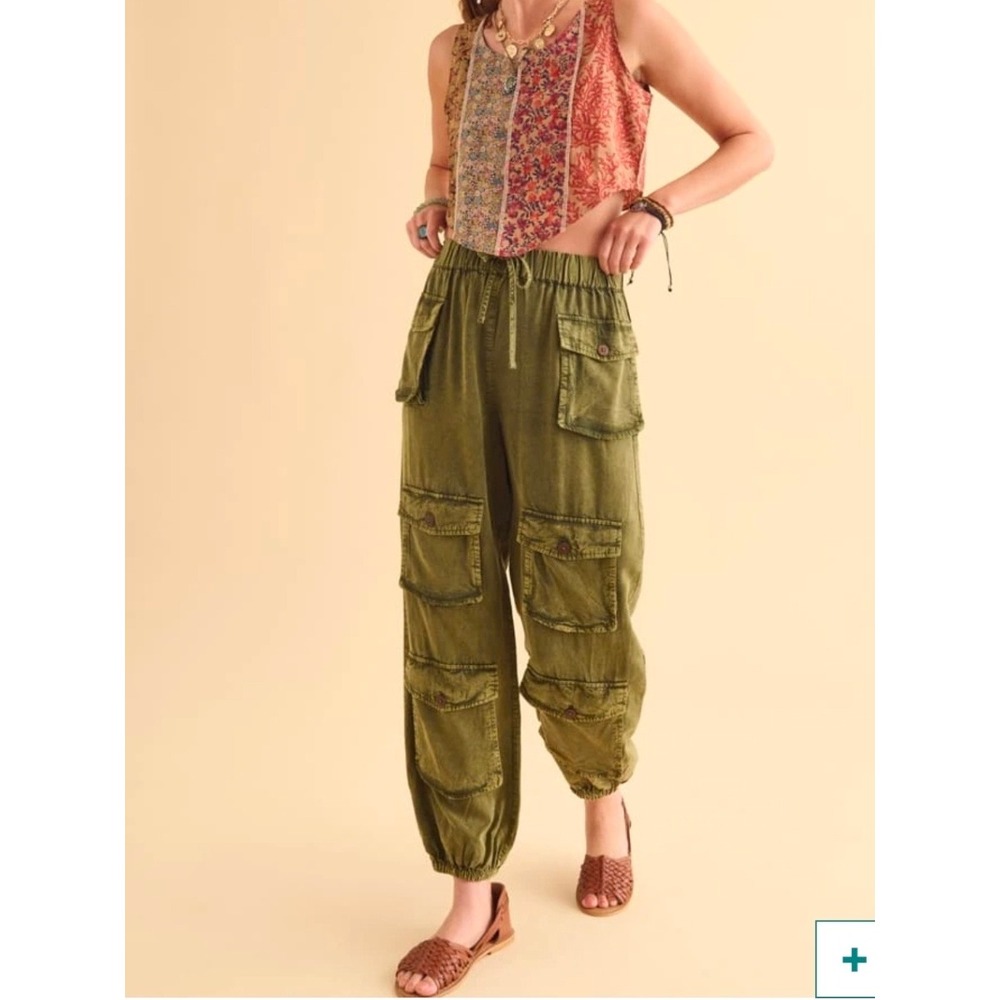 Multi Pocket Cargo Jogger Pants XXL Green Relaxed Utility Granola Girl Gorpcore